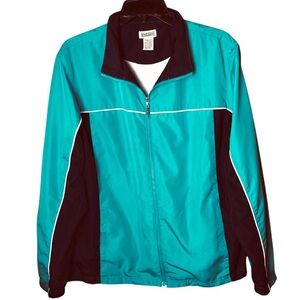 Vintage Kids Windbreaker Full Zip Lined Blue Retro Youth Jacket Size L 14/16